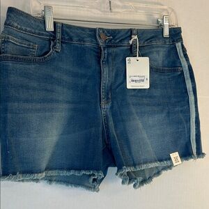 NWT A.N.A Womens Side Winder Mid Rise 3.5 Inseam Raw Hem Denim Shorts Sz 12